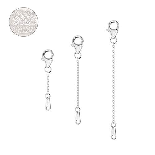Sterling Silver Extenders Chain Necklace Extension Chains for Jewelry Making(1 2 3 inch) - color: Silver
