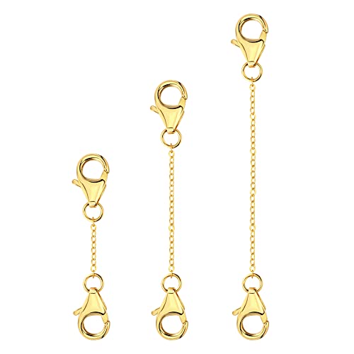 Necklace Extenders 14K Gold Plated Solid Brass Chain Extension Extenders for Necklace Bracelet Anklet（1 2 3 inch） - color: B-14K Gold