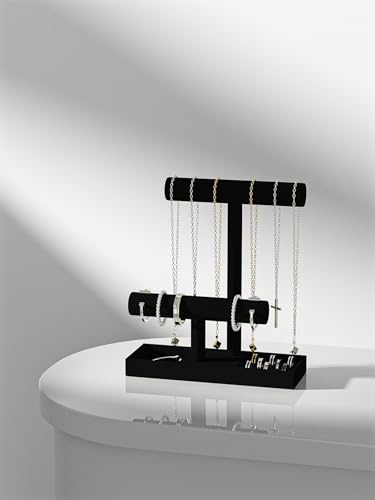 Bracelet and Necklace Holder,Velvet Jewelry Necklace Display Organizer Stand,bracelet Holder for Selling,Bracelet and Necklace Storage Tree (Style 2（Black）) - style: Style 2（Black）