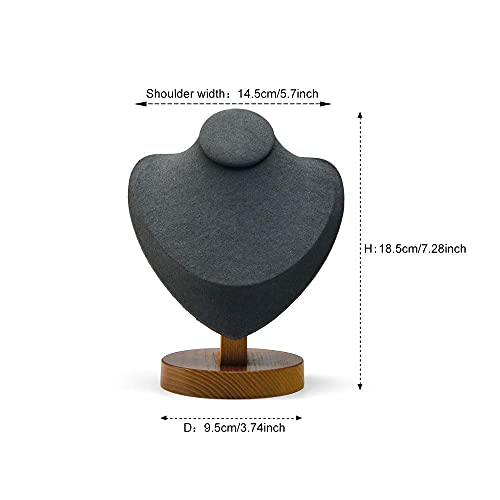 Jewelry Display Bust Solid Wood Necklace Stand for Show Jewelry Showcase Display Holder - color: Grey