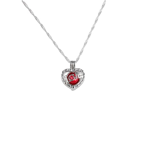 MilkyWay Wish Pearl Necklace Kit, DIY Necklace Making Kit, lotus Necklace Cage Locket Cultured Pearl in Oyster Set, 16.9", Surprise Gift For Wife, Girlfriend,Mother - color: Love