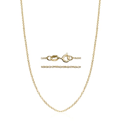 925 Sterling Silver Chain for Women - 1.1mm Thin Dainty Cable Necklace, Artfully Crafted in Thailand, Hypoallergenic & Anti-Tarnish Solid Silver for Pendants, Multiple Lengths - color: 18K Gold Plated Over 925 Sterling Silver, size: 14 Inches