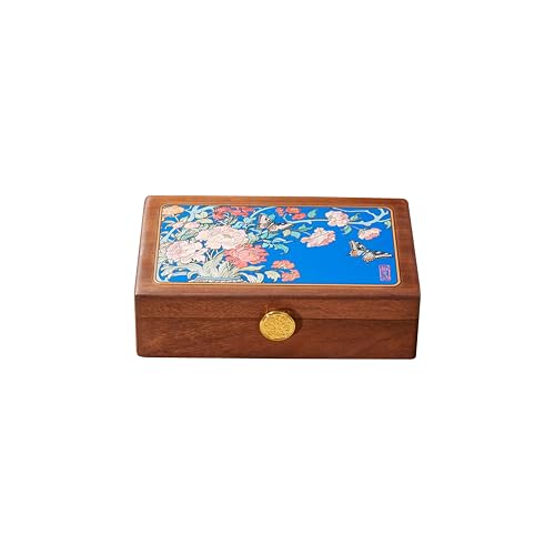 Travel Jewelry Case Small Wood Jewelry Organizer Jewelry Box for Women (Nut-Brown Print D) - color: Nut-Brown Print D