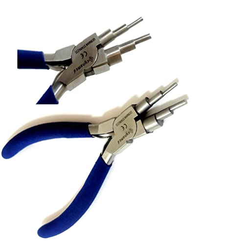 German Heavy Duty Bail Making Pliers,6 IN 1 Wire Looping Forming Pliers, BIG SIZE LOOPING PLIERS 13,16 & 20MM,SMALL LOOPING PLIER, 5, 7,10MM Anti Slip comfort grip handle - style: 6 In 1 Bail Making Plier