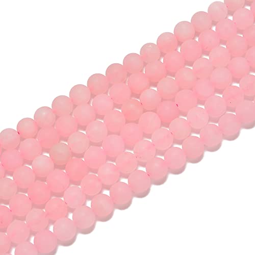 6mm Rose Quartz Matte Round Natural Gematone Loose Beads for Jewelry Making DIY 1 Strand 15" - color: Matte Pink Rose Quartz, size: 6mm