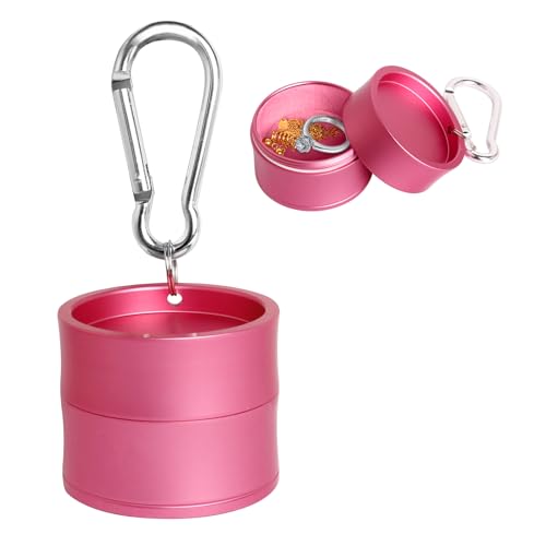 Mini Travel Ring Holder Keychain, Portable Jewelry Holder Keychain with Protective Sponge, Small Necklace Earrings Case for Gym Sports Bag Purse - color: 1-Tier Light Pink