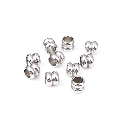 BEADIA Stainless Steel Spacer Beads 8x9mm Double Threaded Loose Charm Caps Beads for DIY Jewelry Making 10pcs with 6mm Hole - color: 8x9mm 6mm
