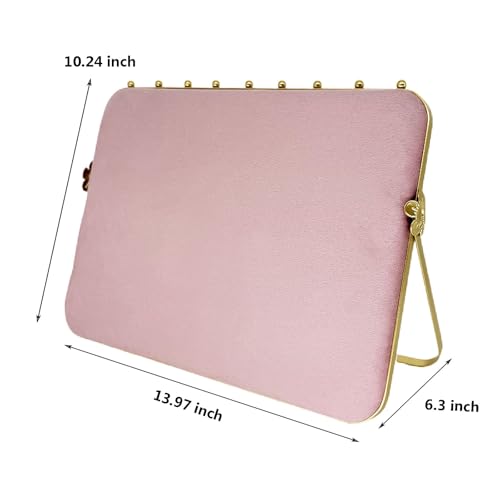 TANG SONG 10.24” Dual-Tone Metal Necklace Display Stand with Velvet Base – Jewelry Holder for Retail & Home (Pink/White) - color: Pink
