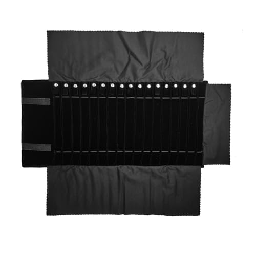 Portable Jewelry Roll Untangled Secure Necklace Travel Storage Bag Displays Holder 16 Chain (Black Diamond) - color: Black Diamond
