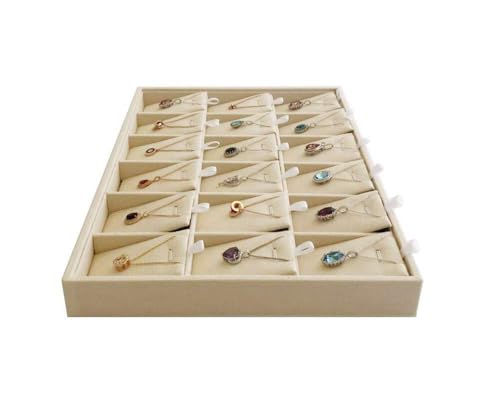 Beige Velvet Jewelry Display Box Tray Pendant Necklace Stackable Trade Show Store Multi Function (Pendants) - color: Pendants