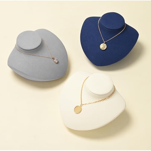 Microfiber Jewelry Bust Display Necklace Pendant Small Jewelry Necklace Display Stand for Showcase(Grey) - color: Grey