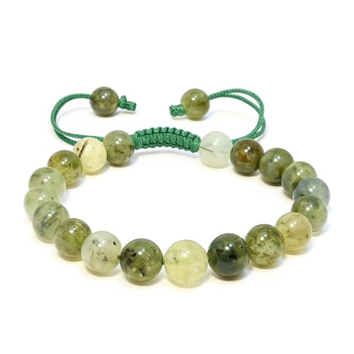 ANAYA AGATE Energy Protection Crystal Handmade Adjustable Bead Bracelet Perfect for Men, Women’s Christmas Gift - Gemstone Healing Stretch Bracelet Pulsera Para Hombre Mujer Stocking Stuffer - color: Prehnite