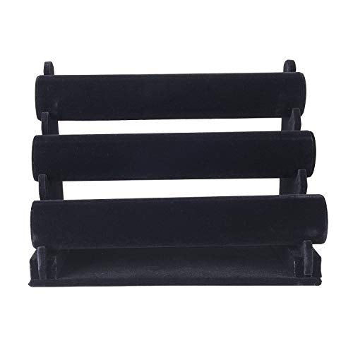 ChezMax Triple Tier Jewery Display Removable Bracelet Holder Jewelry Stand Necklace Stand Jewelry Towers and Watch Holder for Home Organization - color: B- Black Velvet