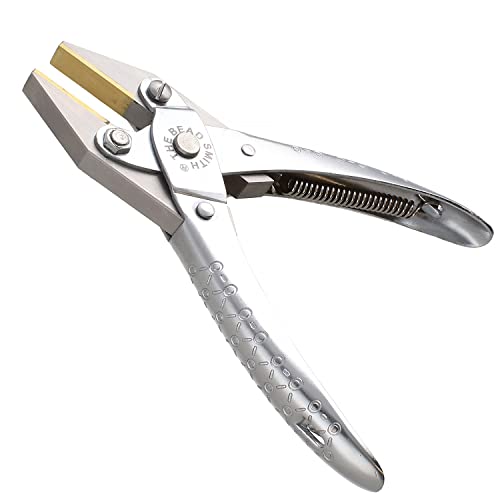 The Beadsmith Flat Nose Parallel Plier - 5.5 inches (140mm), Steel tool for jewelry making, with spring - style: Brass Jaw - 140mm