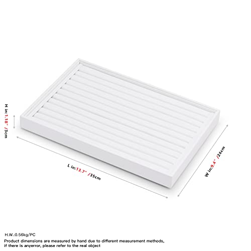 White Jewelry Ring Display Tray PU Leather Ring Earrings Display Organizer Tray - size: 11 Slot
