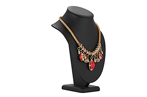 Polmart Modern Necklace Display Bust (Black Leatherette, 10 ¼”H) - color: Black Leatherette, size: 10 ¼”H