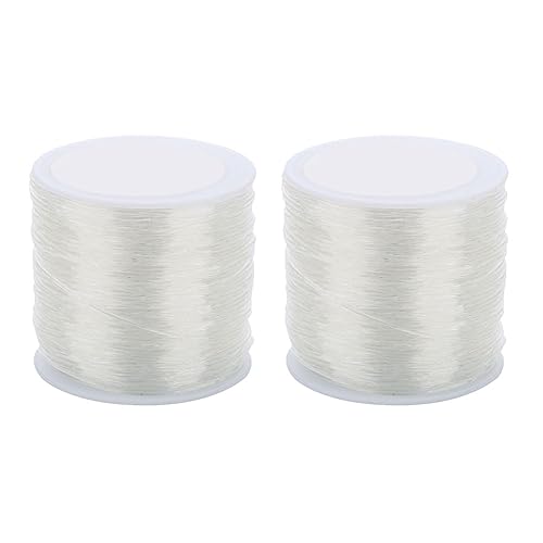 2 Rolls Elastic Crystal String Cord Clear Bracelets String Stretchy Beading Thread String Crafting Transparent Thread Necklace Jewelry Making Cord 0.5 mm