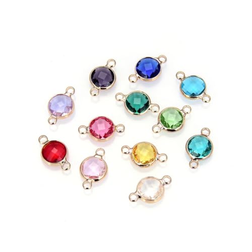 1 Set Adabele Grade A Mixed Birthstone Connector Links 8mm Austrian Crystal Bead 18K Yellow Gold Plated (12pcs) for DIY Craft Jewelry Making CCP29 - color: Gold, size: 8mm (0.31") -12pcs