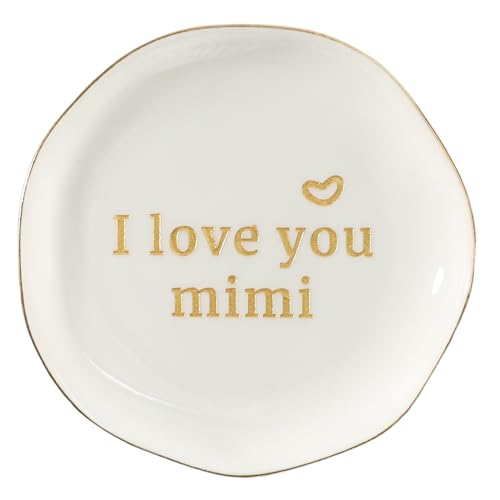 HOME SMILE Mimi Gifts for Grandma Mother's Day-I love You Mimi Ring Dish-Mimi Gifts for Grandma Nana Birthday Christmas Valentine's,Gift for Mimi from Grandkids Grandchildren - style: I Love You Mimi