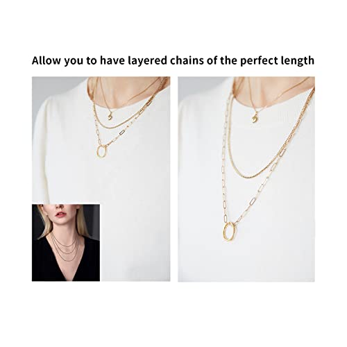 ADMITRY 925 Sterling Silver Necklace Extender, 3 Pcs 14k Gold Plated Durable Chain Extenders, Necklace Bracelet Anklet Jewelry Extension for Women (1 2 3 Inch) - color: Gold Plated Sterling Silver Necklace Extender