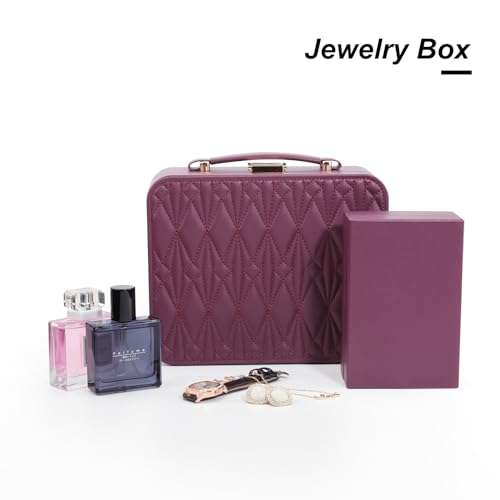 Travel Jewelry Case Organizer, Large Travel Jewelry Organizer, Travel Jewelry Box and Portable Travel Jewelry Case, Burgundy Red - color: Exquisite Wine Red