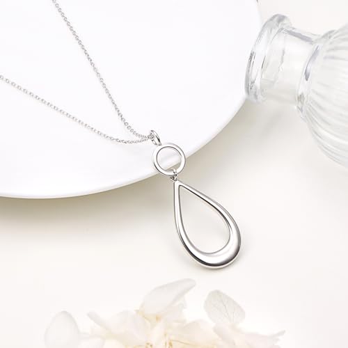 Long Necklace Sterling Silver Larait Bar Y Lariat Long Chain Drop Adjustable Necklace Gift for Her, 30" - style: Long Chain Teardrop Necklace