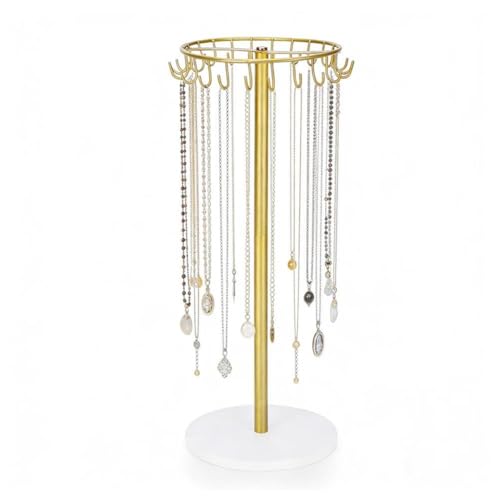Necklace Organizer,Necklace Holder Organizer Hair Bow Organizer For Girls, Metal Jewelry Display Stand Necklace Stand With 25 Hooks For Storage And Hanging Bracelet Keychain Home Room Decor For Women