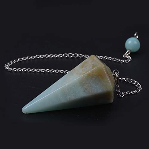 Justinstones Natural Multi-Color Amazonite Gemstone Rock Crystal Hexagonal Pointed Reiki Chakra Pendant Pendulum - color: Multi-Color Amazonite