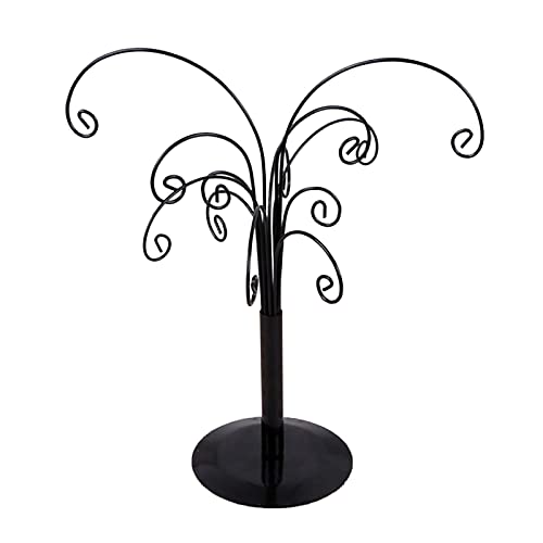 10.6 inch Ornament Tree Display Stand Rotating Decor, Decorative Black Metal Tabletop Display Stand Features Multiple Hooks, Display Rack for Ornaments Glass Globes Balls and Small Craft Items (1PCS) - color: 1pcs