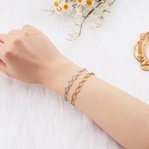 KYUNHOO 9.8 Feet Gold Plated Jewelry Making Chains Bulk on Spool Embossed Stainless Steel Chain for Crafts DIY Charm Necklace Bracelet Jewelry Supplies with Lobster Claws - color: Sunflower Gold