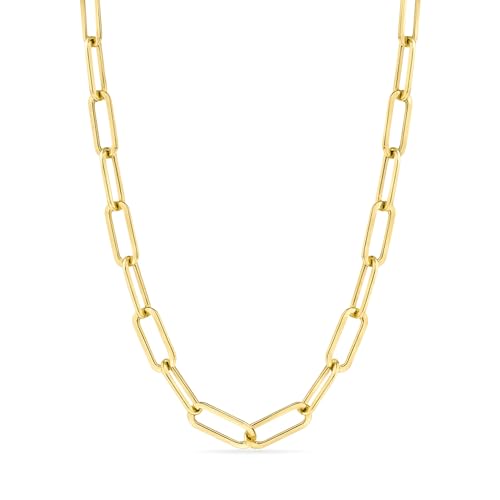 Destin Jewelry Paperclip Chain Necklace for Women, Waterproof 18K Gold Plated Stainless Steel, Hypoallergenic, Adjustable Layering Chain, Tarnish-Resistant, 2.5–6.5mm - color: 18K Yellow Gold Plated Stainless Steel, size: 20" + 2", style: 6.5 MM