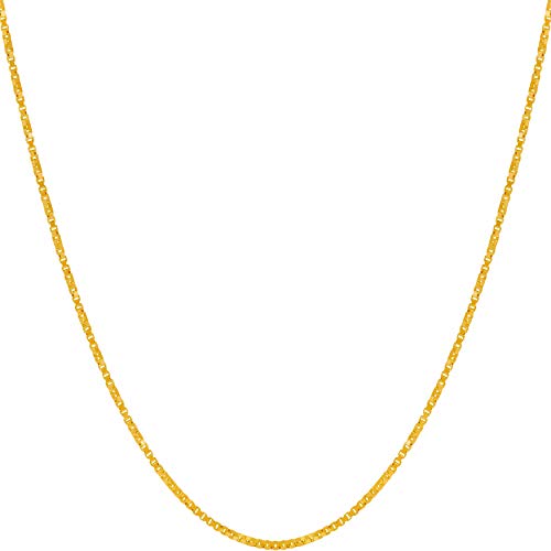 LIFETIME JEWELRY 1.2mm Twisted Box Chain Necklace for Women & Men 24k Gold Plated