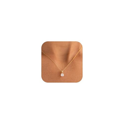Mothers Day Gifts - Dainty Silver Gold Necklaces for Women Cute Station Choker Simulated Diamond Necklace Simple Layering CZ Necklace Trendy Jewelry Gifts - color: Gold, style: Square