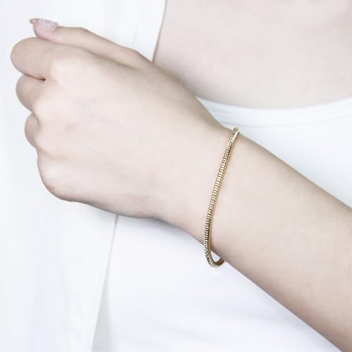 Exway 10 Pcs Snake Charm Bracelet Chain 7.5 Inch Gold Charm Bracelet Kit Snake Chain Bracelets Chain for Christmas DIY Women Jewelry Making Gifts - color: gold style A, size: 7.5in
