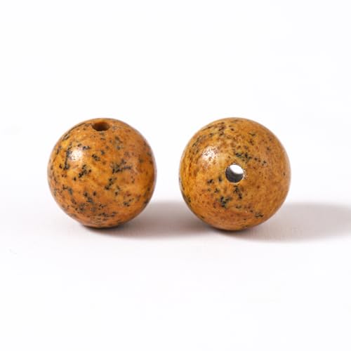 100Pcs Natural Stone 6mm Brown Picture Round Loose Gemstone Energy Healing Beads Hole Size 1mm DIY Smooth Beads for Bracelet Necklace Earrings Jewelry Making - color: Brown Picture, size: 6mm