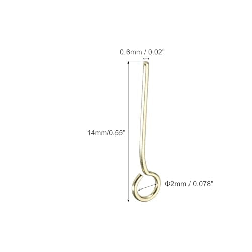 PATIKIL 200Pcs 304 Stainless Steel Jewelry Eye Pins 14mm 22 Gauge Gold Open Eye Pins for Jewelry Making DIY Craft Necklaces Bracelets Earrings - color: Gold, size: 14mm