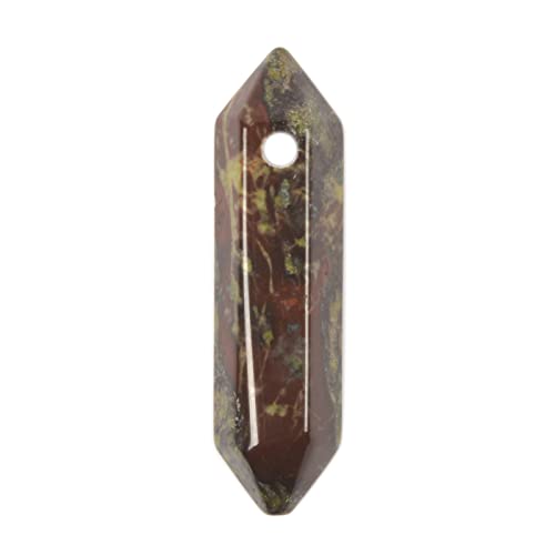 Dragon Blood Jasper 32mm Natural Gemstone Hexagonal Wand Jewelry Making Crystal Pointed Chakra Reiki Healing Beads 2mm Hole Drilled(Pack of 10) - color: Dragon Blood Jasper