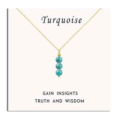 SmileBelle Crystal Necklace, Jade Necklace for Women as Anniversary Birthday Mothers Day Gifts for Women 14k Gold Black Tourmaline as Birthstone Jewelry for Girls Dainty Crystal Jewelry - color: Green Turquoise