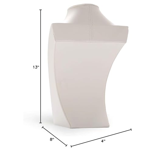 Polmart H2 Necklace Display Bust (White Leatherette, 10”H) - color: White Leatherette, size: 10"h