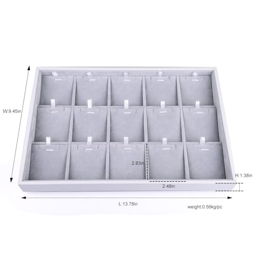 Oirlv Velvet Jewelry Organizer Trays Stackable Showcase Jewelry Display Storage Tray (15 Grids Insert) - size: 15 Grid Necklace/Pendant Insert Cards Tray