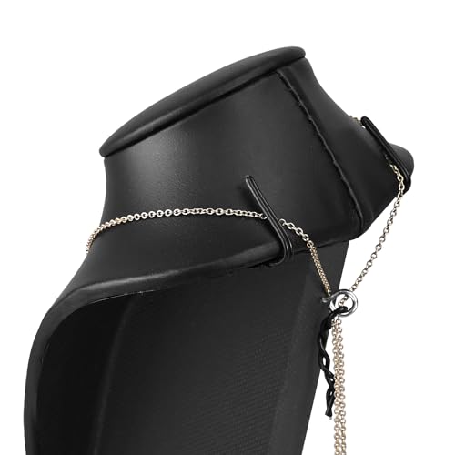 MOOCA 2 Pcs Deluxe Faux Leather Small Necklace Chain Jewelry Display Holder, Jewelry Stand, Necklaces Display Mannequin Bust Stand, 6.25”H, Black Faux Leather - color: Black Faux Leather
