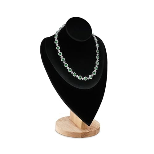 MOOCA Necklace Chain Jewelry Display Holder, Jewelry Stand, Necklaces Display Mannequin Bust Stand, Wood Sturdy Base, Black Velvet - color: Black Velvet