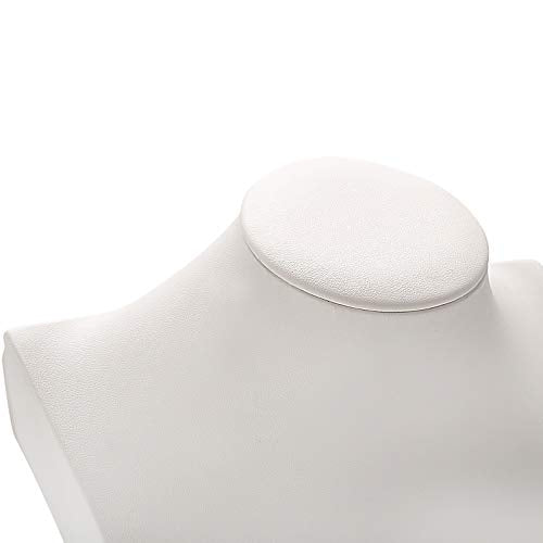 Polmart H2 Necklace Display Bust (White Leatherette, 10”H) - color: White Leatherette, size: 10"h