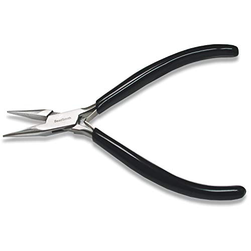 The Beadsmith Chain Nose Pliers – Serrated – Extra Fine Tips – 4.5 inches (114mm) – PVC Grip Handle with Double Leaf Springs – Jewelry Making Tool for Creating Bracelets, Earrings and Necklaces - style: Serrated Chain nose