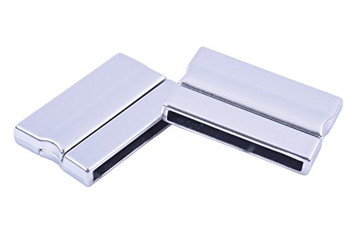 KONMAY 3 Sets Matte Silver Rectangle 30.0x3.0mm Glue-in Ends Flat Magnetic Jewelry Clasp