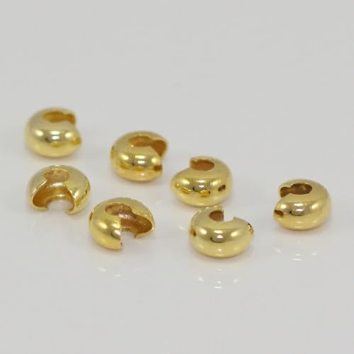 200pcs Crimp Bead Knot Cover End Caps 4mm (0.16 Inch) Crimp Cover 18K Yellow Gold Plated Copper Brass for DIY Craft Jewelry Making CF8-4 - color: Gold, size: 4mm (0.16 inch) - 200pcs