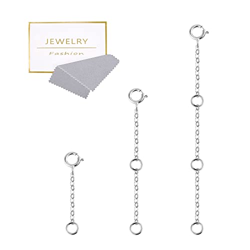 Bracelet Extender Durable White Gold Extenders for Necklace Bracelet Anklet Extension Chains Necklace Extender（1 2 3 inch） - color: A-White Gold