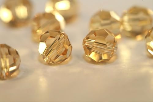 100pcs Adabele Austrian 4mm (0.16 Inch) Small Faceted Loose Round Crystal Beads Golden Yellow Champagne Compatible with Swarovski Crystals for Jewelry Craft Making SS2R-428 - color: Gold Champagne, size: 4mm Small (100pcs)