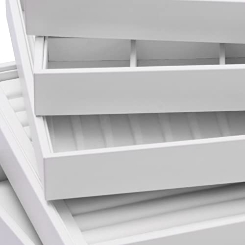 White Jewelry Ring Display Tray PU Leather Ring Earrings Display Organizer Tray - size: 11 Slot