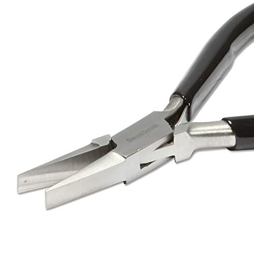 The Beadsmith Flat Nose Pliers – Extra Fine Tips – 4.5 inches (114mm) – PVC Grip Handle with Double Leaf Springs – Jewelry Making Tool for Creating Bracelets, Earrings and Necklaces - style: Flat Nose